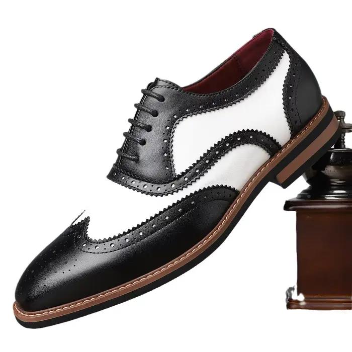 Grande taille nouvelles chaussures pour hommes chaussures habillées Style britannique richelieu sculpture bout pointu en cuir chaussures décontractées d'affaires