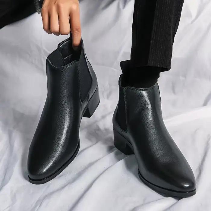 Marque de luxe classique hommes bottes à talons hauts Chelsea mode chaussures de loisirs Style britannique bottines en