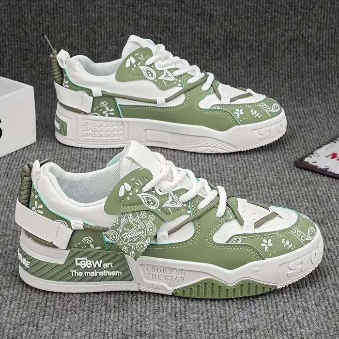 1 paire de baskets décontractées pour hommes, élégantes et confortables, adaptées à toutes les saisons, design géométrique, idéales pour la marche en plein air.