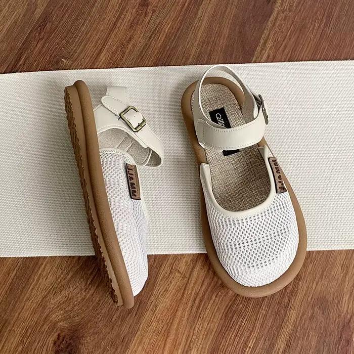 Baotou pantoufles 2025 chaussures d'été pour femmes sandales respirantes à fond plat décontractées