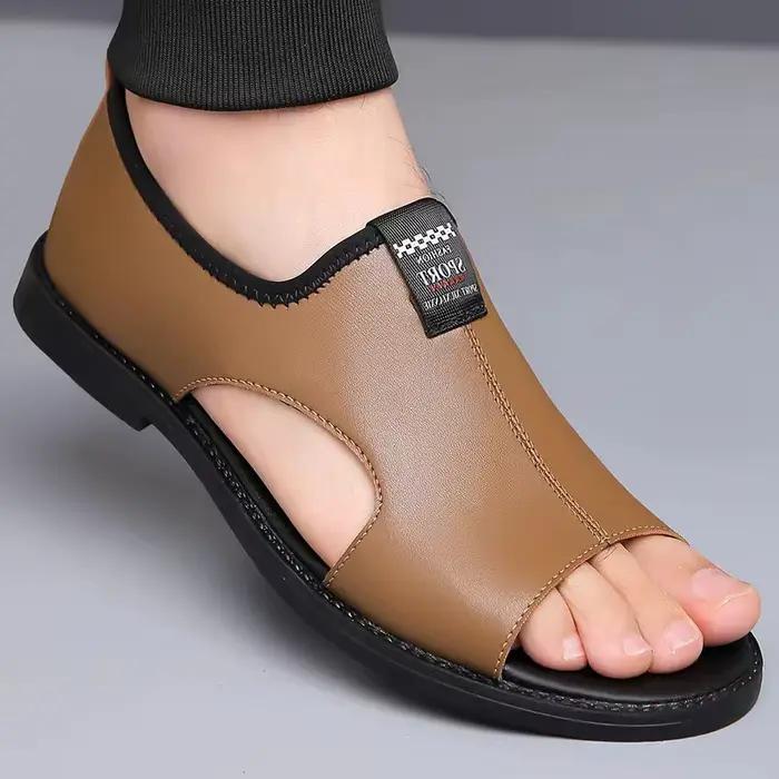 Marque homme sandales concepteur de mode en cuir décontracté pour hommes été confortable plage pantoufles en plein air