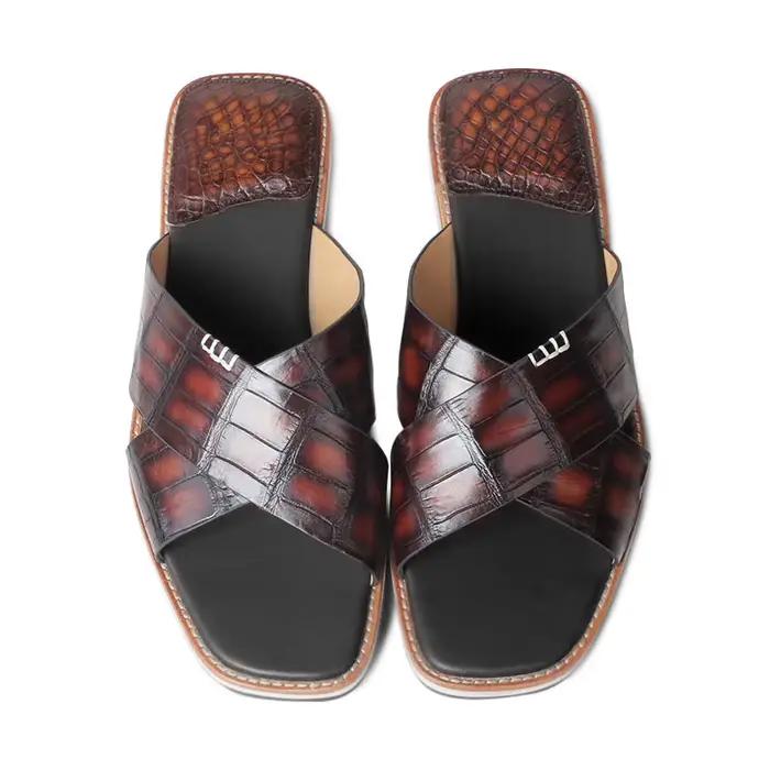 Pantoufles en cuir de Crocodile pour hommes