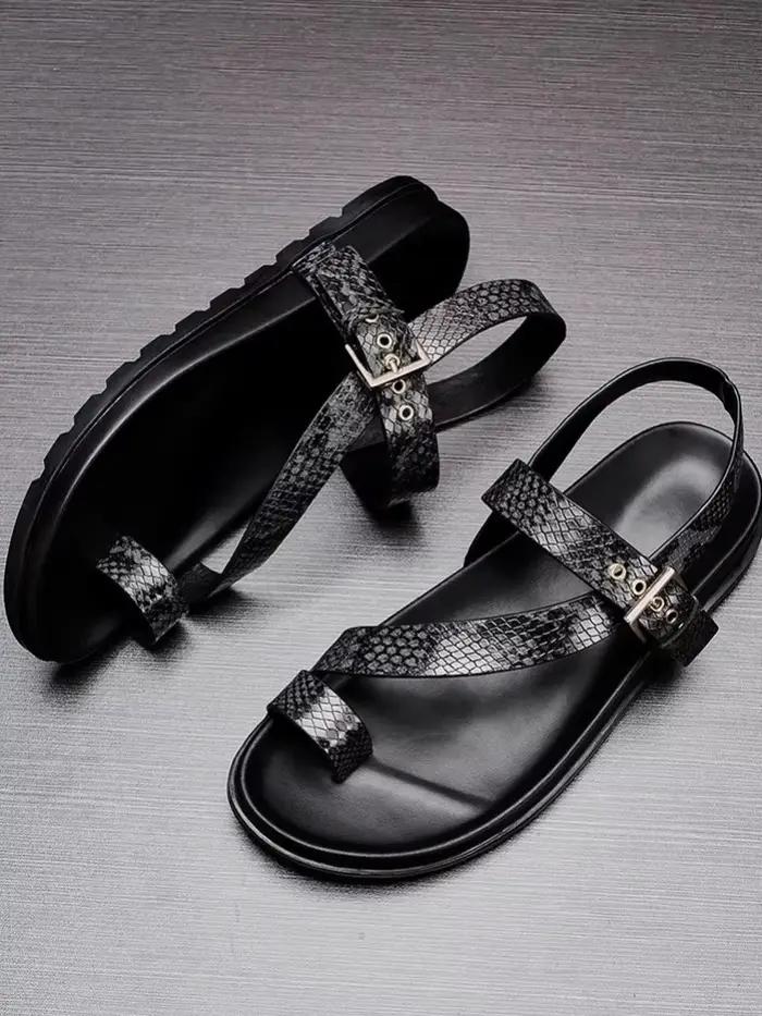Sandales d'été en cuir véritable pour hommes