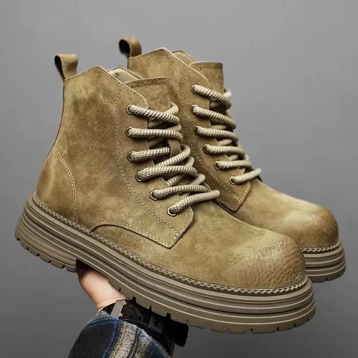 Bottines en cuir de vache pour homme, respirantes et imperméables, chaussures de marche et de randonnée élégantes pour occasions décontractées et sportives