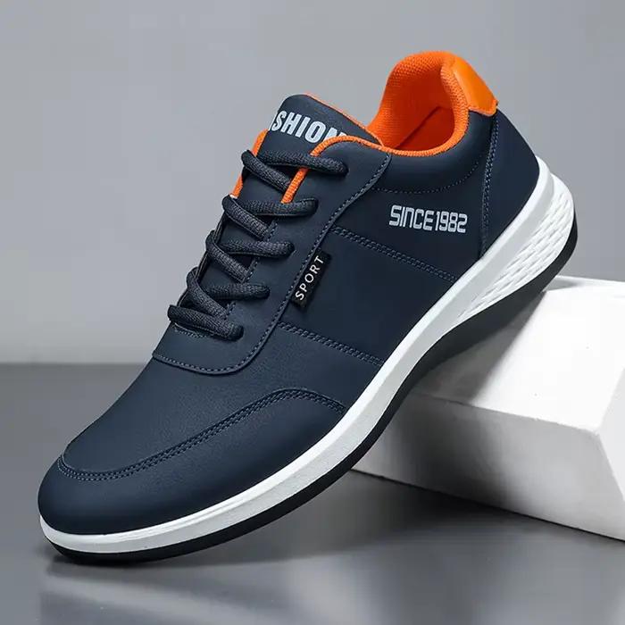 Nouveaux hommes chaussures de sport course formation confortable dessus en cuir à lacets