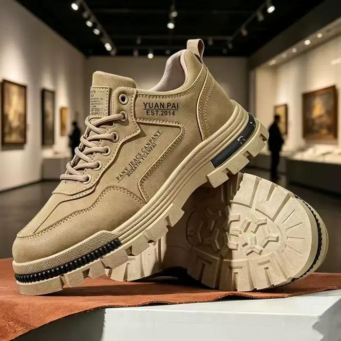 Chaussures décontractées à plateforme épaisse pour hommes LOEIKAN - Baskets de travail à lacets avec semelle