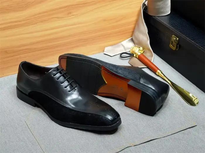 Oxford – chaussures italiennes en cuir véritable pour hommes