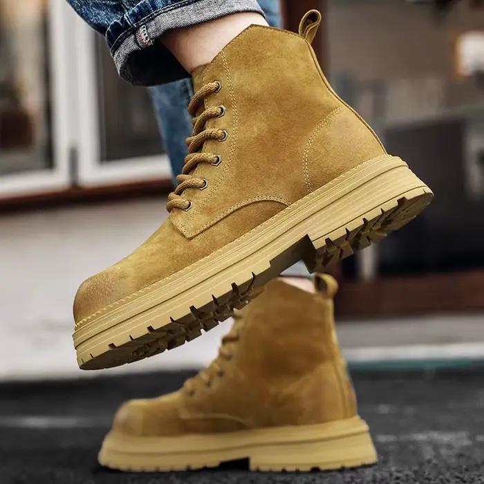 Bottines en cuir de vache pour homme, respirantes et imperméables, chaussures de marche et de randonnée élégantes pour occasions décontractées et sportives