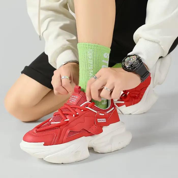 Marque rouge hommes hauteur augmentant chaussures de luxe automne espadrilles décontractées hommes plate-forme formateurs Design mode semelle épaisse baskets homme