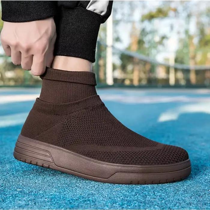 Chaussures chaussettes homme printemps 2026 respirantes en maille aérée baskets décontractées montantes haut talon sportives confortables pour homme