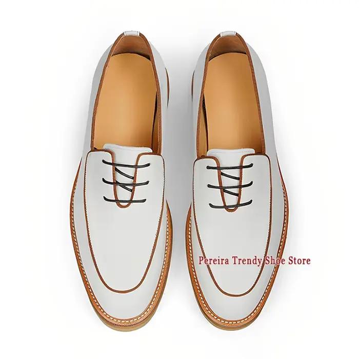 Chaussures Derby classiques faites à la main à semelle épaisse pour hommes