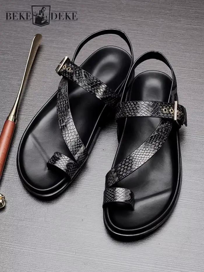 Sandales d'été en cuir véritable pour hommes