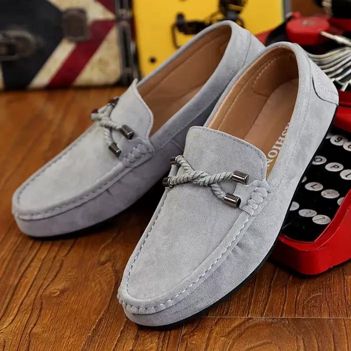 Hommes mocassins chaussures d'affaires en daim cuir semelle souple