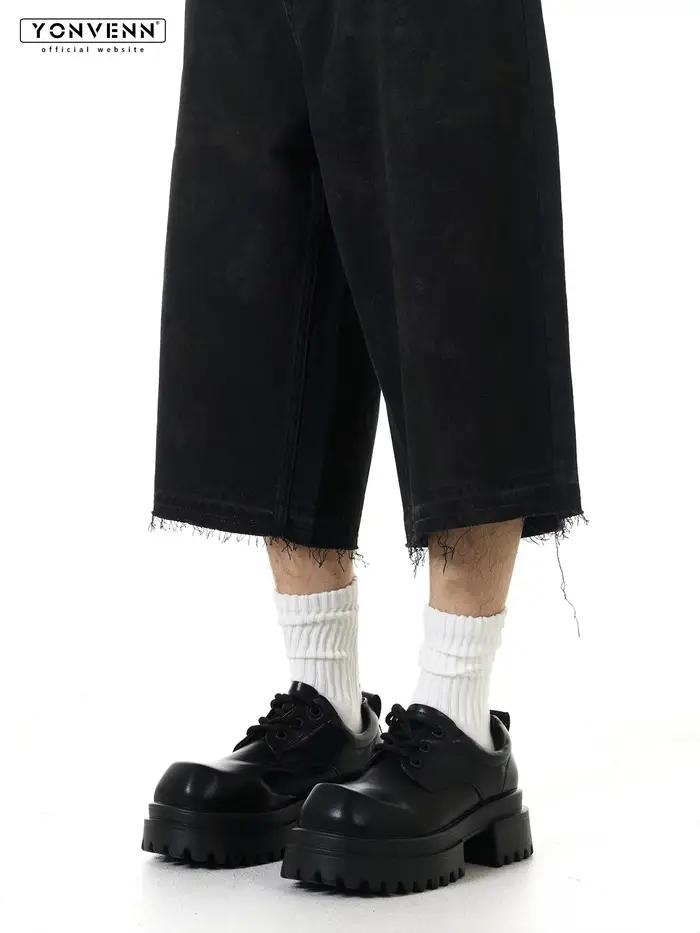 Chaussures derby en cuir à tête carrée pour hommes