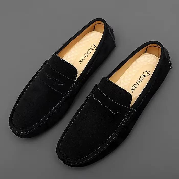 Chaussures pour hommes mocassins en cuir suédé mode