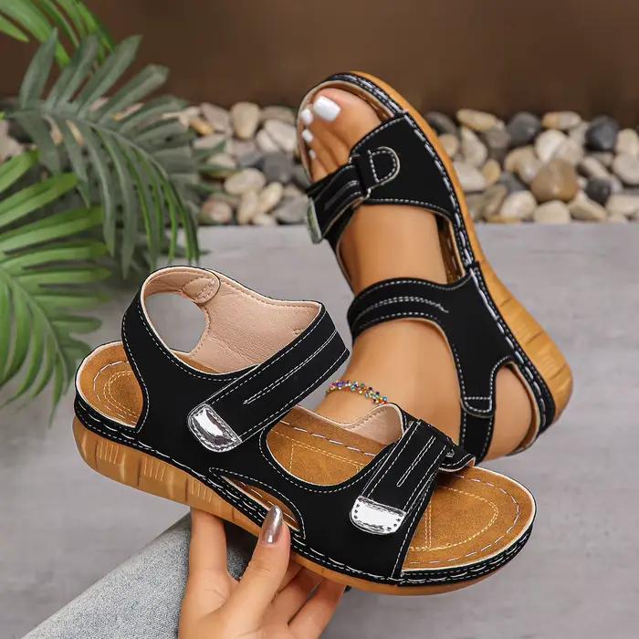 Sandales compensées légères à plateforme avec fermeture auto-agrippante