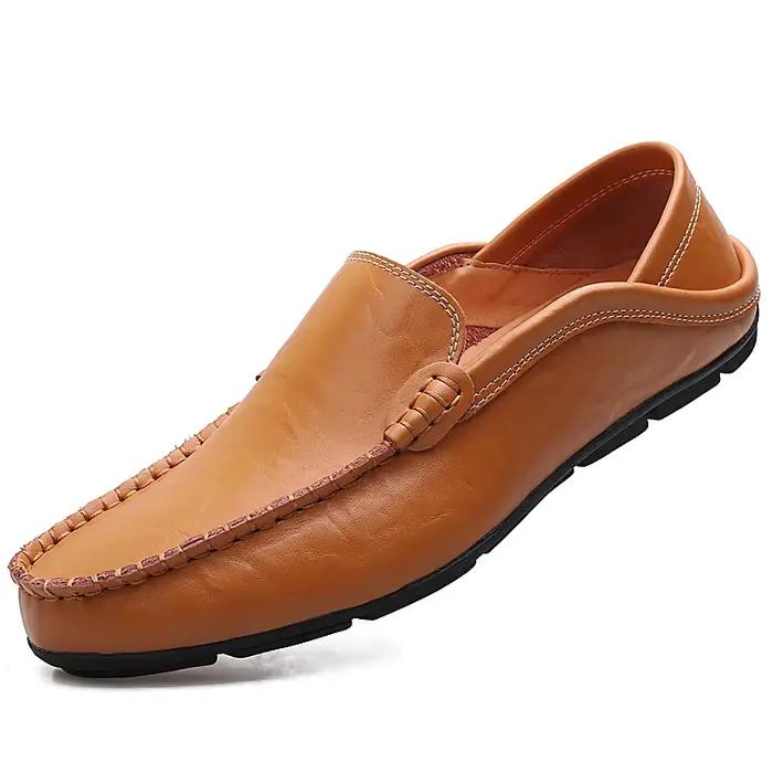 Mocassins en cuir de grande taille pour hommes, nouvelles chaussures de printemps décontractées pour la conduite, baskets de marée, taille 37-47