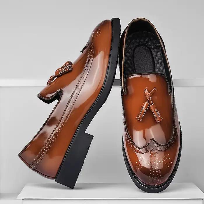 Hommes en cuir verni sculpture richelieu mocassins affaires mariage Banquet tenue décontractée chaussures classique