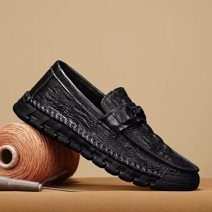 Chaussures haricot carillons pour hommes, chaussures paresseuses décontractées, caoutchouc sans cuir, nouveau style britannique, automne, hiver, 2025