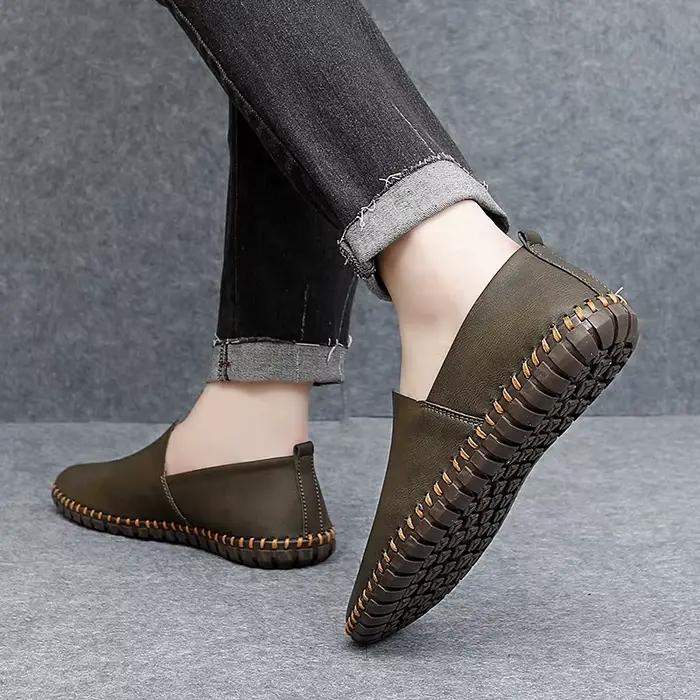 Jumpmore-Mocassins en cuir faits à la main pour hommes, chaussures de conduite décontractées, nouveau style, taille 39-48