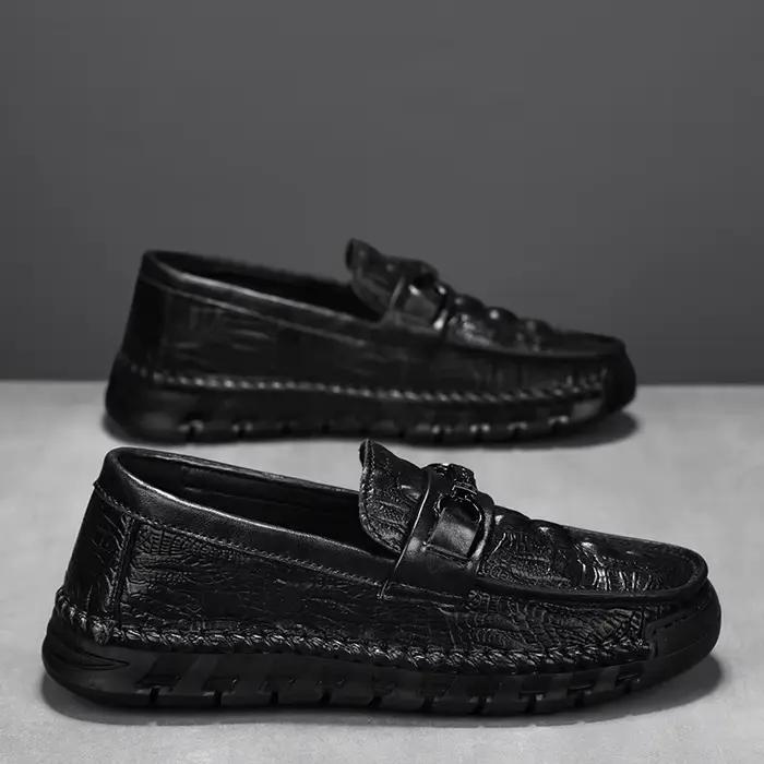 Chaussures haricot carillons pour hommes, chaussures paresseuses décontractées, caoutchouc sans cuir, nouveau style britannique, automne, hiver, 2025