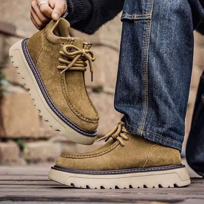 Bottes en daim rétro pour hommes, baskets montantes confortables et élégantes pour occasions spéciales style de rue printemps automne