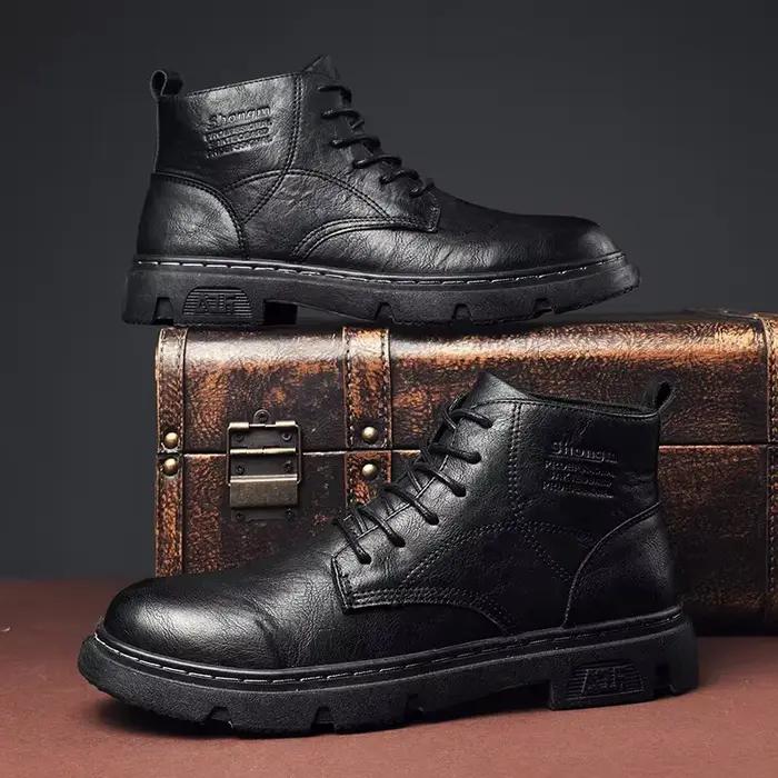 Chaussures à plateforme en cuir de vache pour hommes, chaussures Derby décontractées à la mode, basses, bottines de travail, nouvelle collection automne