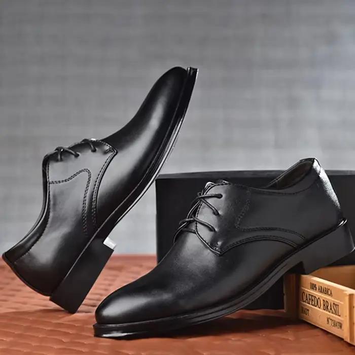 Chaussures en cuir noir pour hommes Oxfords élégants bout pointu pour événements formels mariage cérémonies d'affaires soirée grande taille