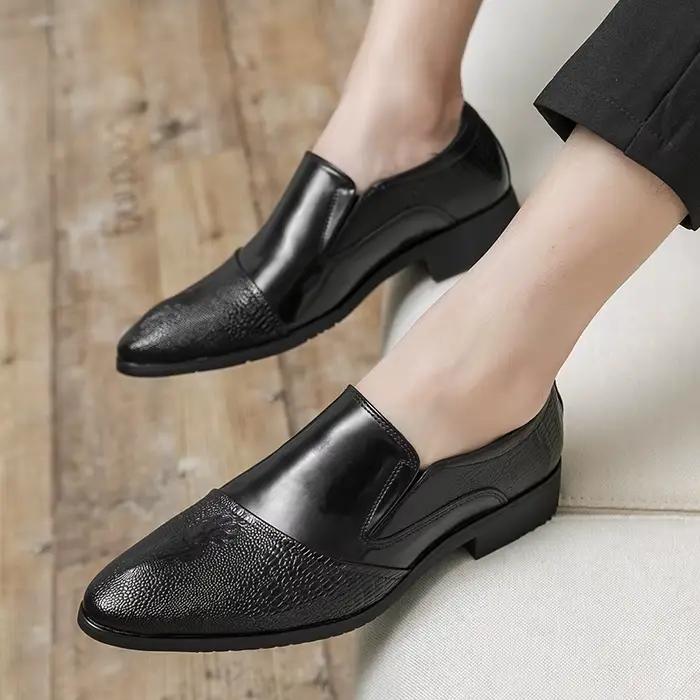 Mocassins d'affaires de luxe à motif Crocodile pour hommes, grande taille, en cuir, confortables, de styliste, chaussures à plateforme formelles pour mariage