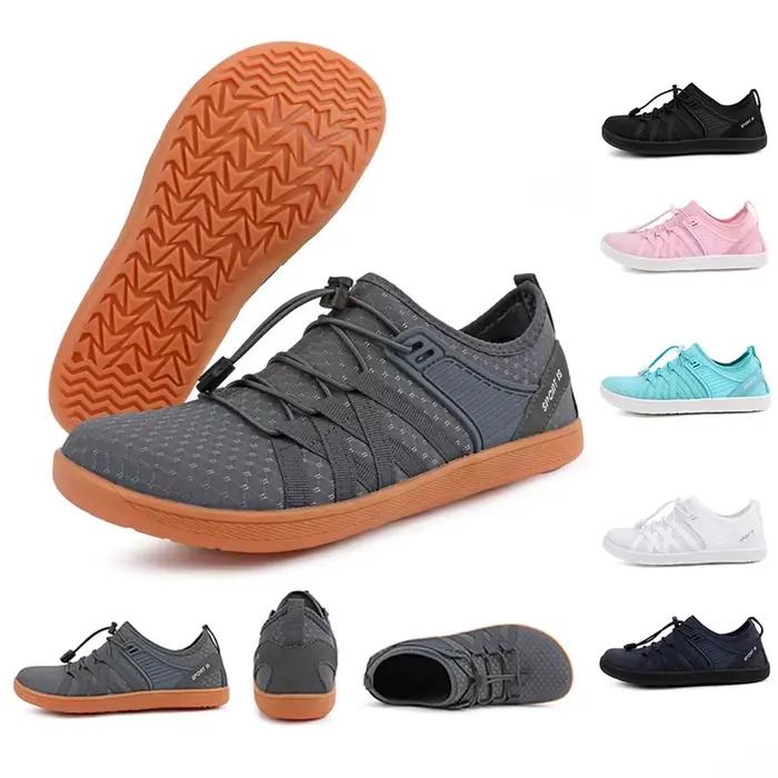 Nouvelles chaussures minimalistes pour hommes bout large pieds nus espadrilles décontractées femmes maille respirant unisexe baskets chaussures de marche légères