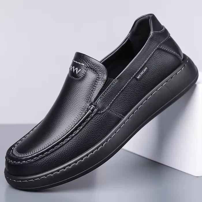 Mocassins d'affaires classiques pour hommes en cuir véritable, confortables, respirants et durables pour les occasions professionnelles et décontractées