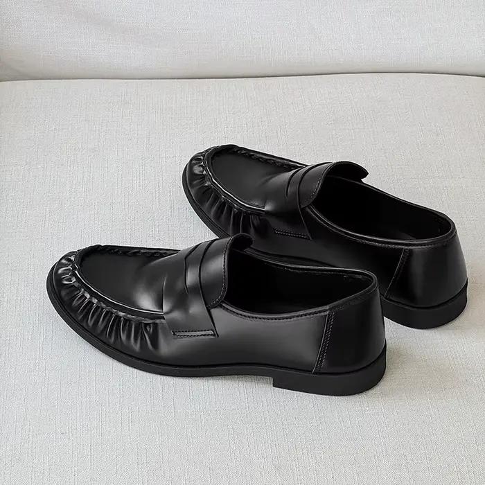 Mode noir hommes mocassins concepteur affaires chaussures en cuir confortable sans lacet chaussures décontractées antidérapant marche plat conduite chaussures