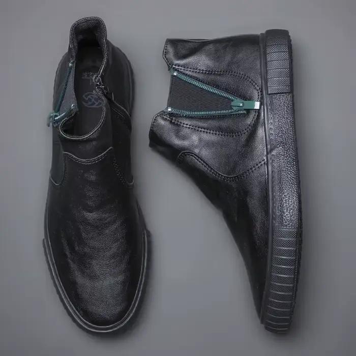 Nouveaux hommes en cuir chaussures de mode haut décontracté Version coréenne résistant à l'usure mocassins concepteur loisirs chaussures vulcanisées SS21827