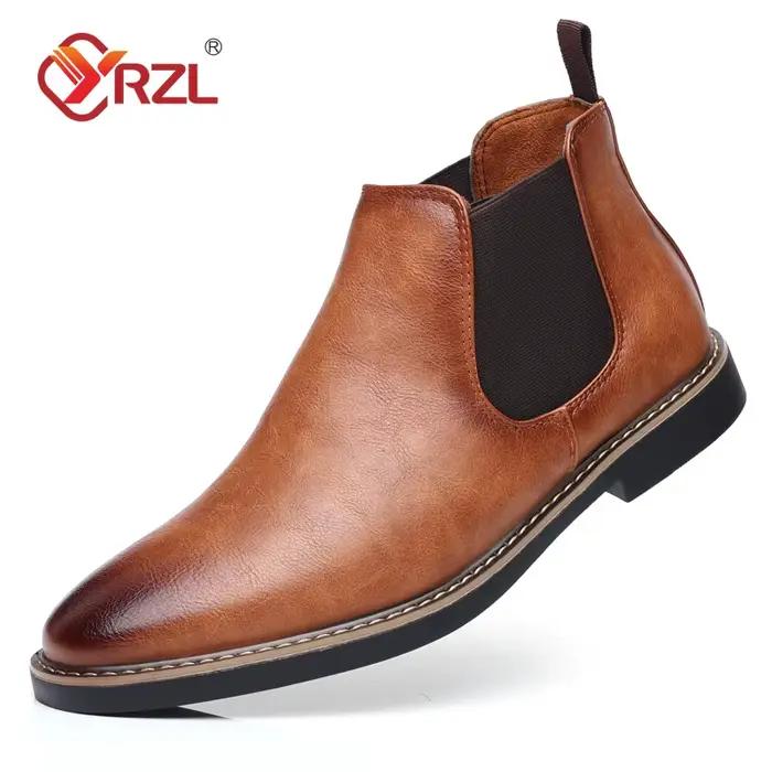 Bottes Chelsea YRZL en synthétique pour homme, style rétro, confortables, étanches, hauteur de cheville, talon bas, bout pointu, ajustement parfait, pour printemps automne, occassions variées