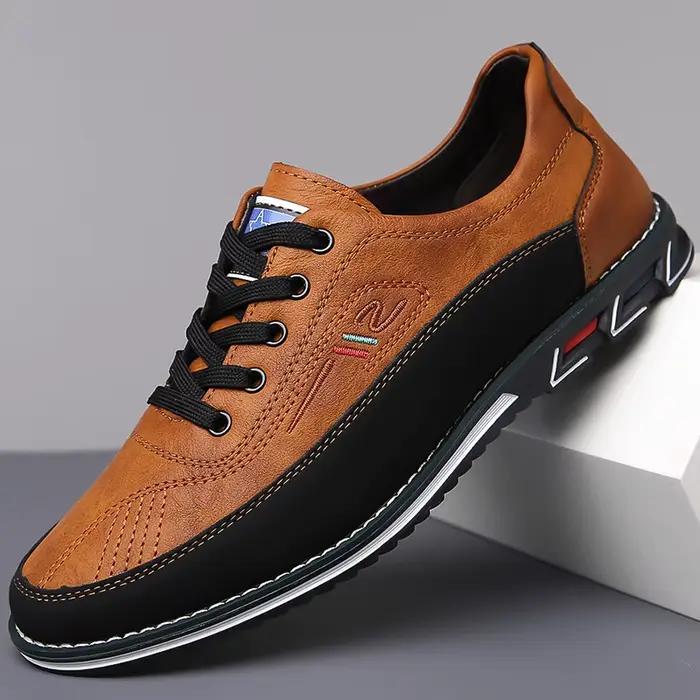 Chaussures légères à lacets en cuir PU pour hommes, baskets respirantes, chaussures décontractées, sports de plein air, durables, été, grande taille 52, 2024