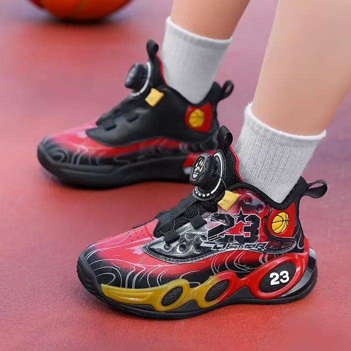 Chaussures de basket-ball pour enfants, antidérapantes, respirantes, chaussures d'entraînement, de sport, pour garçons et filles, baskets d'extérieur à lacets
