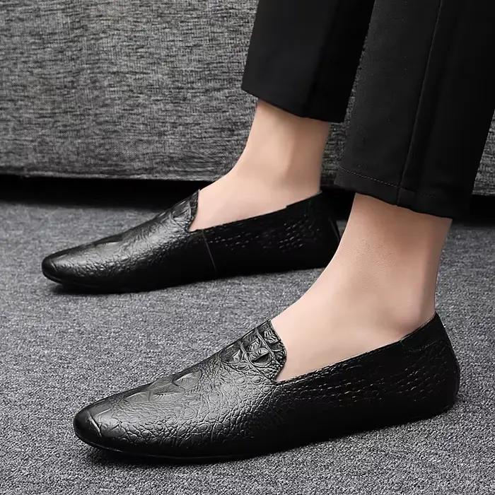 Mocassins WOSHI en cuir véritable homme pour printemps automne sans lacet décontractés et respirants pour toutes occasions