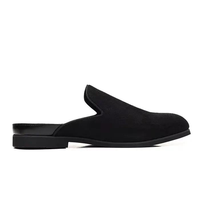 Mocassins à enfiler pour hommes, demi-pantoufles sans dos, Style été 2025, en cuir mat, chaussures décontractées faciles à porter, semelle en caoutchouc, chaussures pour adultes