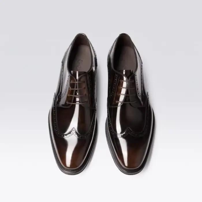 Chaussures Oxford en cuir d'affaires pour hommes avec lacets, tige en cuir véritable, pour vêtements de cérémonie, chaussures de marié de mariage