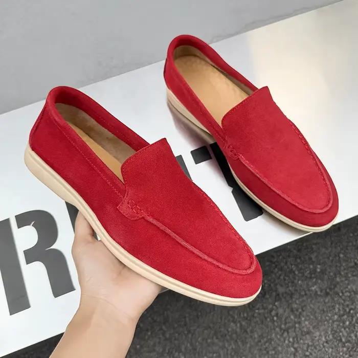 Hommes classique Style britannique mocassins mocassins vache daim en cuir véritable mode hommes chaussures décontractées hommes en plein air conduite appartements