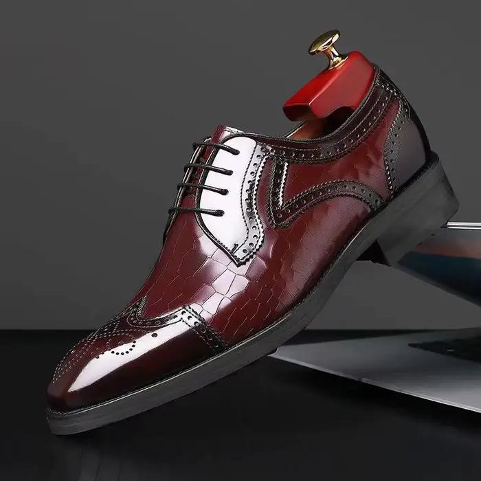 Chaussures habillées pour hommes bureau à talons hauts chaussure en cuir de mariage
