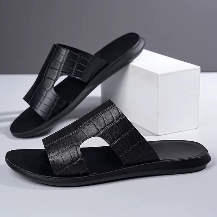 Sandales d'été tendance pour hommes à motif crocodile