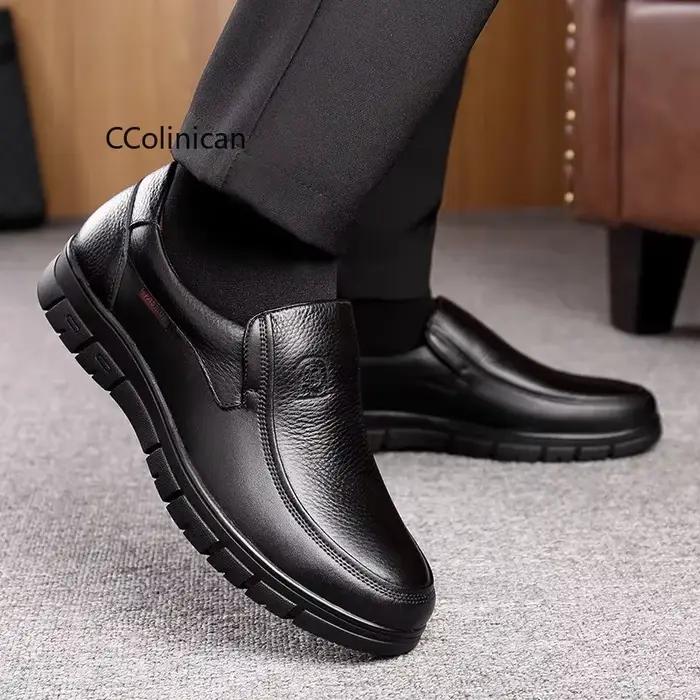 Hommes en cuir véritable Businenss mocassins chaussures faites à la main antidérapant homme plat conduite marche homme doux luxe papa robe chaussures de bureau