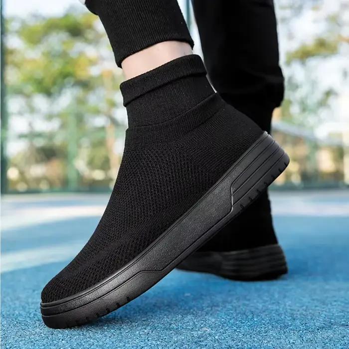 Chaussures chaussettes homme printemps 2026 respirantes en maille aérée baskets décontractées montantes haut talon sportives confortables pour homme