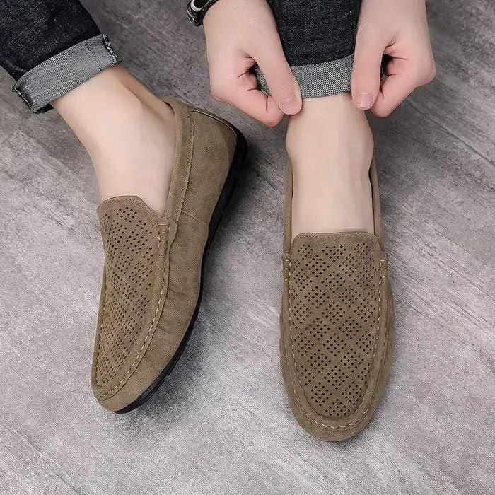 Chaussures d'été en daim pour hommes, décontractées, respirantes, légères, en cuir, de marche, coordonnantes, légères, pour conduire