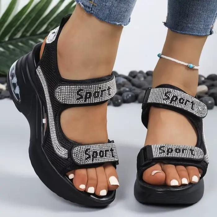 Sandales d'été à bout rond pour femmes, confortables, décontractées et élégantes pour occasions estivales et décontractées