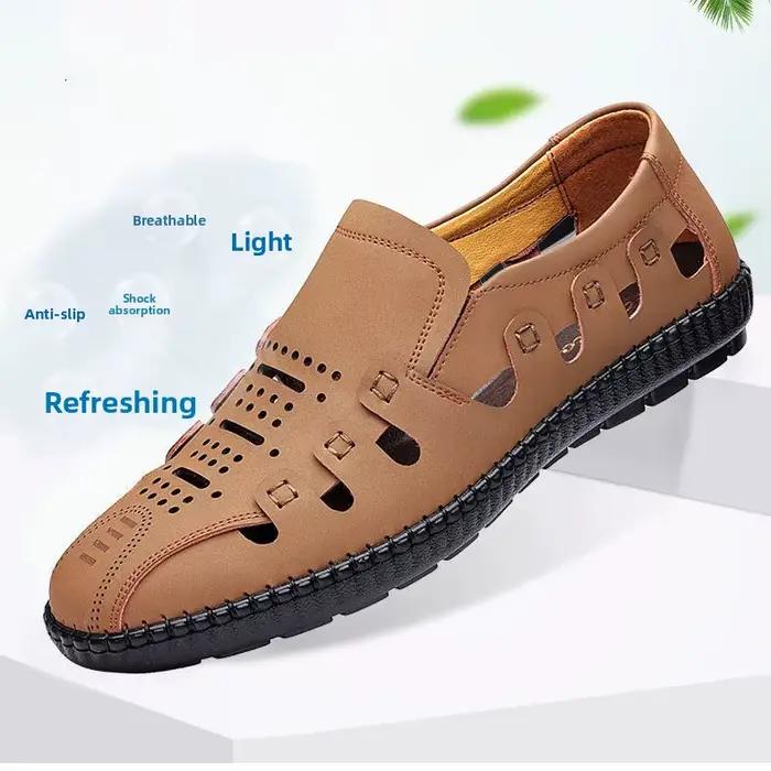 Chaussures décontractées pour hommes, respirantes, en maille, en cuir, légères, à semelle souple, style mocassins, nouvelle collection printemps-été