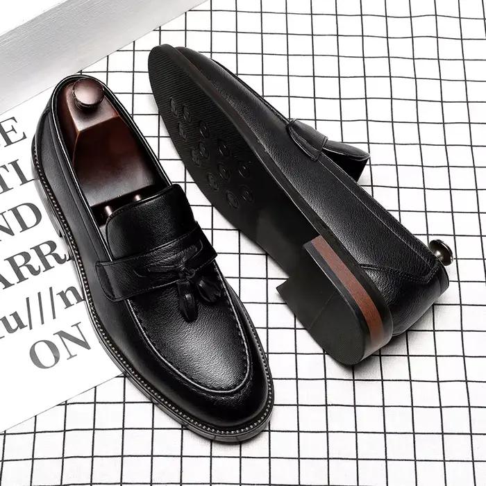 Chaussures en cuir véritable pour hommes, Oxford de haute qualité, pour l'extérieur, italien, noir, pour Jogging, robe de bureau de styliste