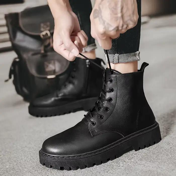 Chaussures décontractées pour hommes bottines classiques à talons bas bottes courtes mi haut marche conduite