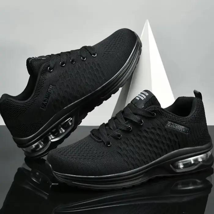 Chaussures de sport pour hommes, confortables, à la mode, à lacets, décontractées, antidérapantes, résistantes à l'usure, chaussures de course en maille pour l'extérieur